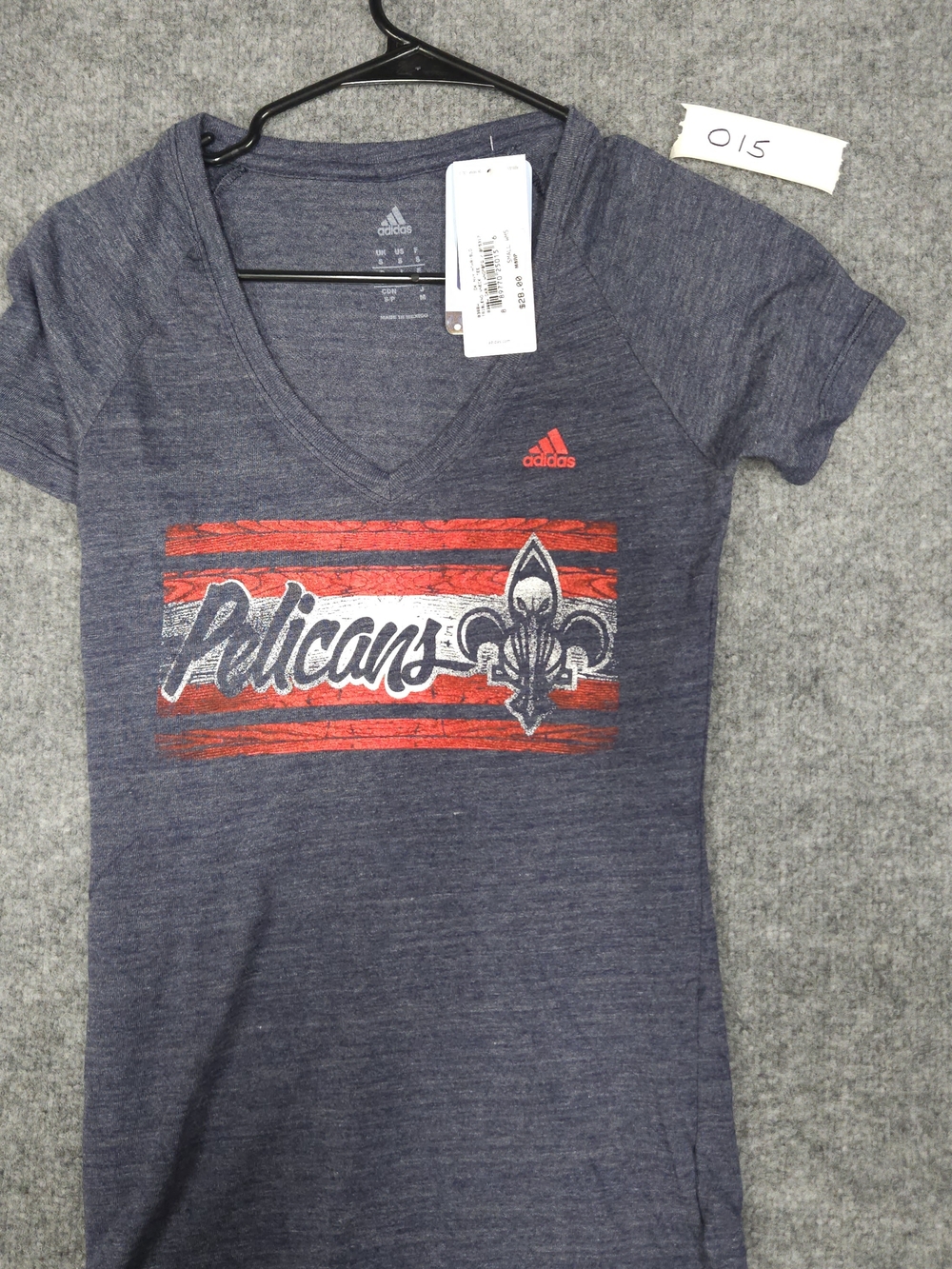 adidas Womens Pelicans V-Neck Tee in Navy with Red Graphic